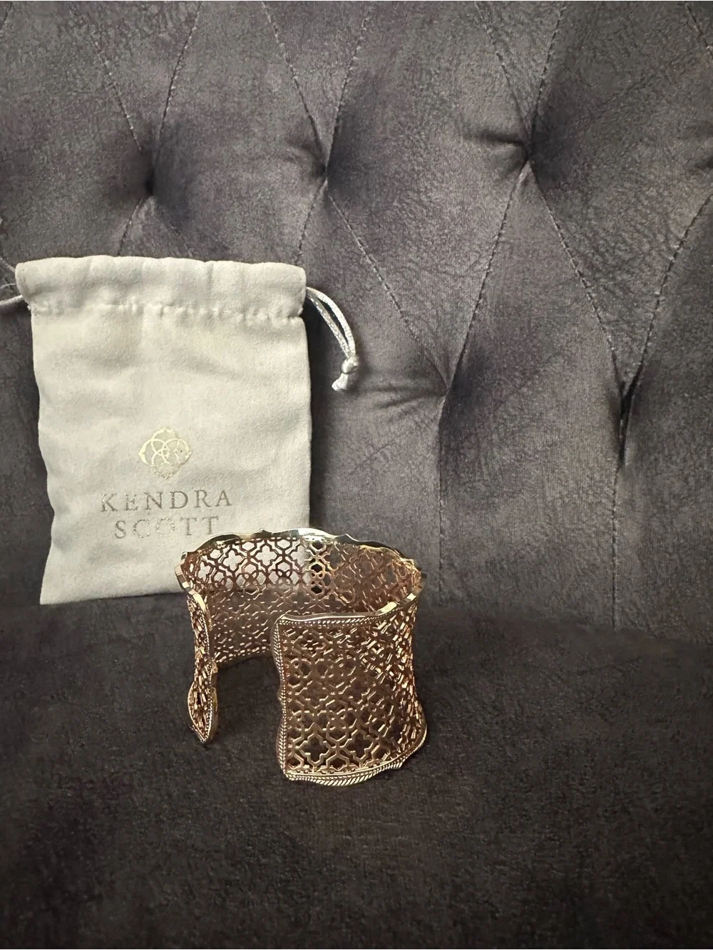 Kendra Scott “Candice” Rose Gold Filigree Open Cuff Bracelet
